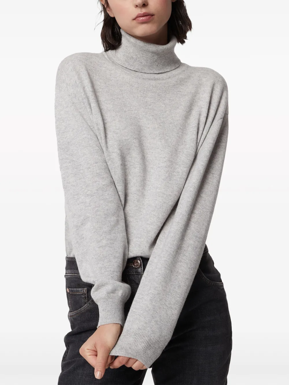 Brunello Cucinelli Roll Neck Cashmere Jumper In Grey