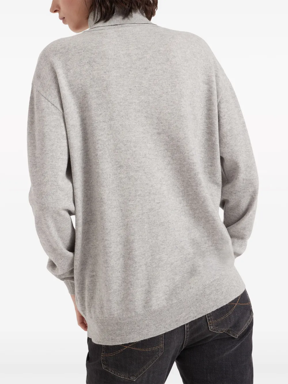 Brunello Cucinelli Roll Neck Cashmere Jumper In Grey