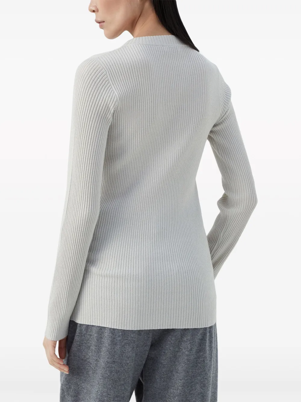 Brunello Cucinelli Fine-knit Long-sleeved Top In 中性色