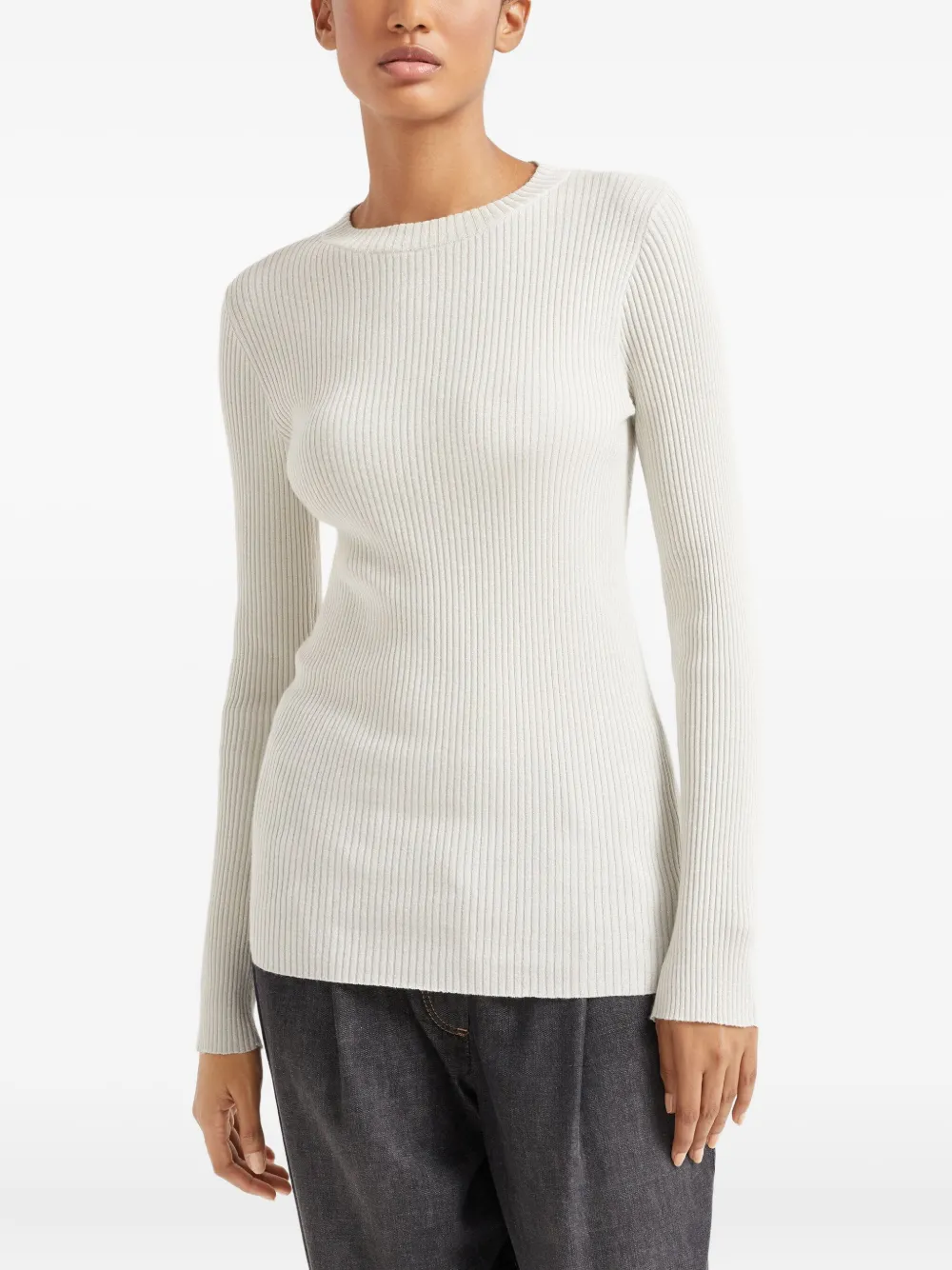  Brunello Cucinelli Fine-knit Long-sleeved Top - Neutrals 