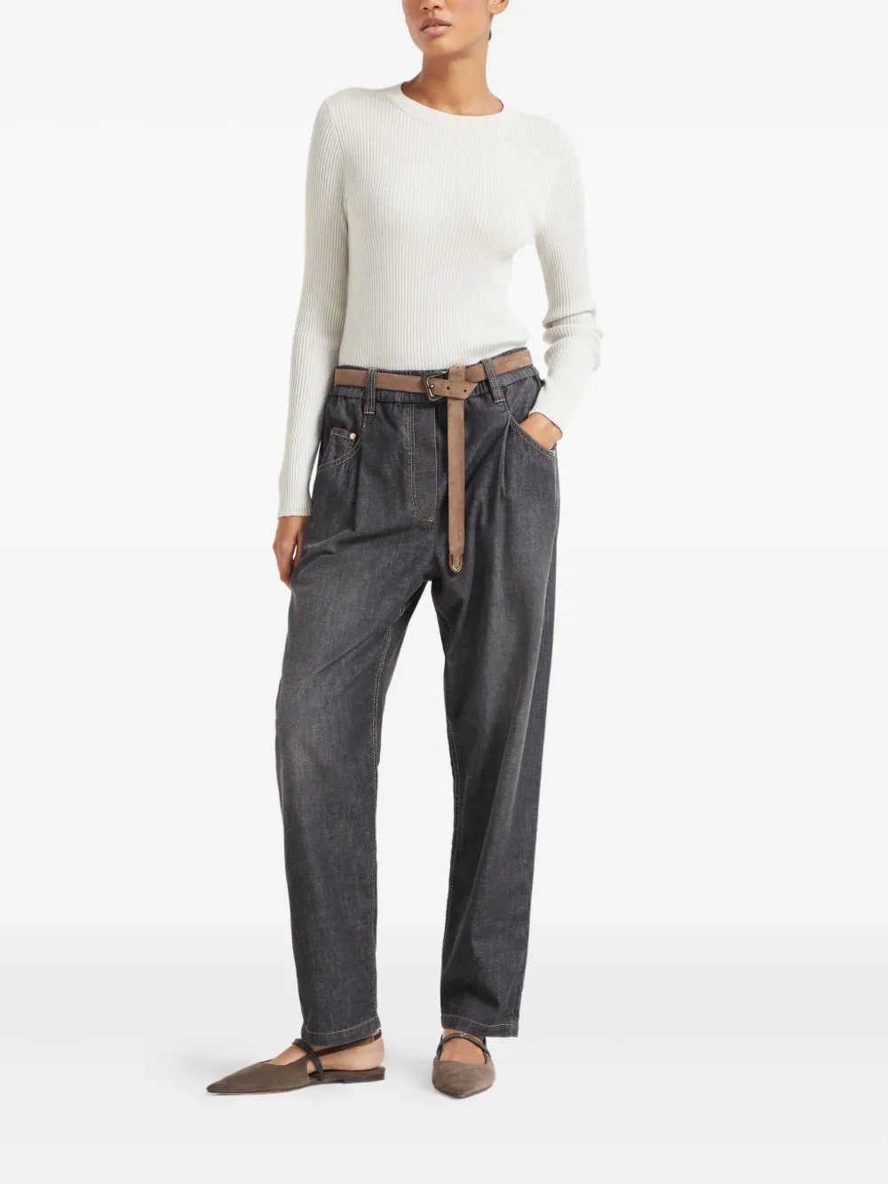 Brunello Cucinelli fine-knit long-sleeved top | Knitted Sweaters | Image 2