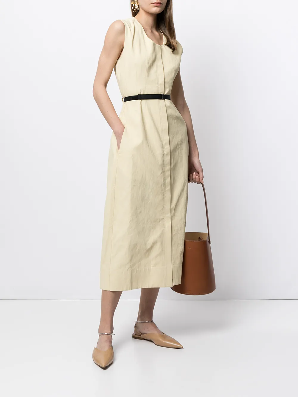 Jil Sander Midi-jurk met ceintuur - Geel