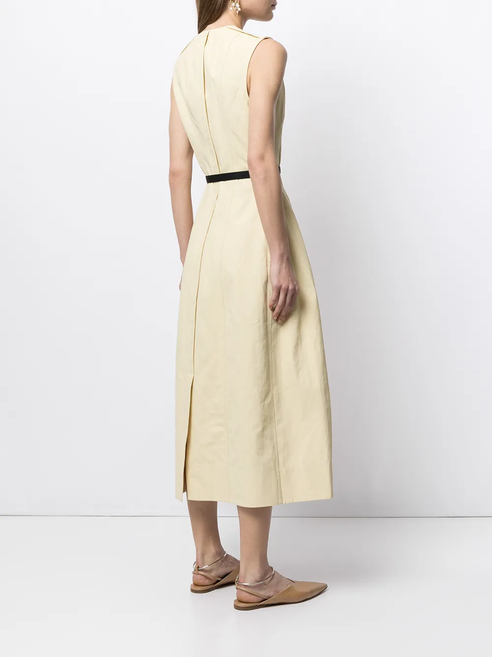 Jil Sander Belted Midi Dress In Yellow