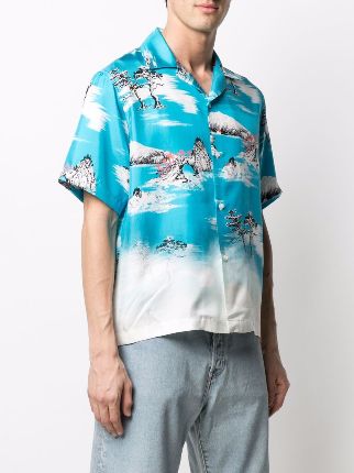 graphic-print short-sleeve silk shirt展示图