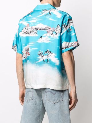 graphic-print short-sleeve silk shirt展示图