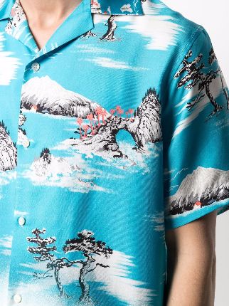 graphic-print short-sleeve silk shirt展示图