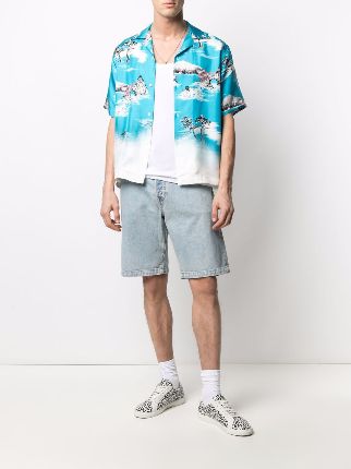 graphic-print short-sleeve silk shirt展示图