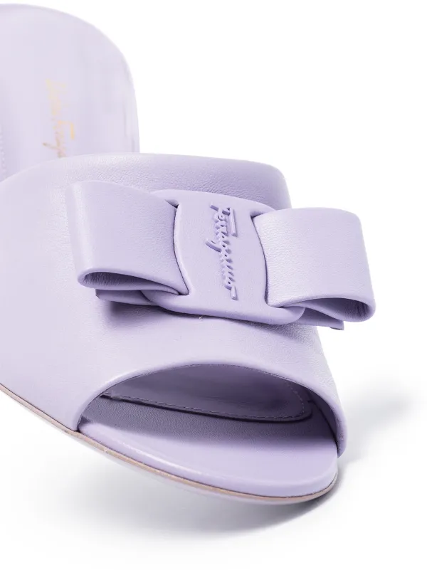 Ferragamo Viva Bow 55mm Leather Sandals Purple FARFETCH JO