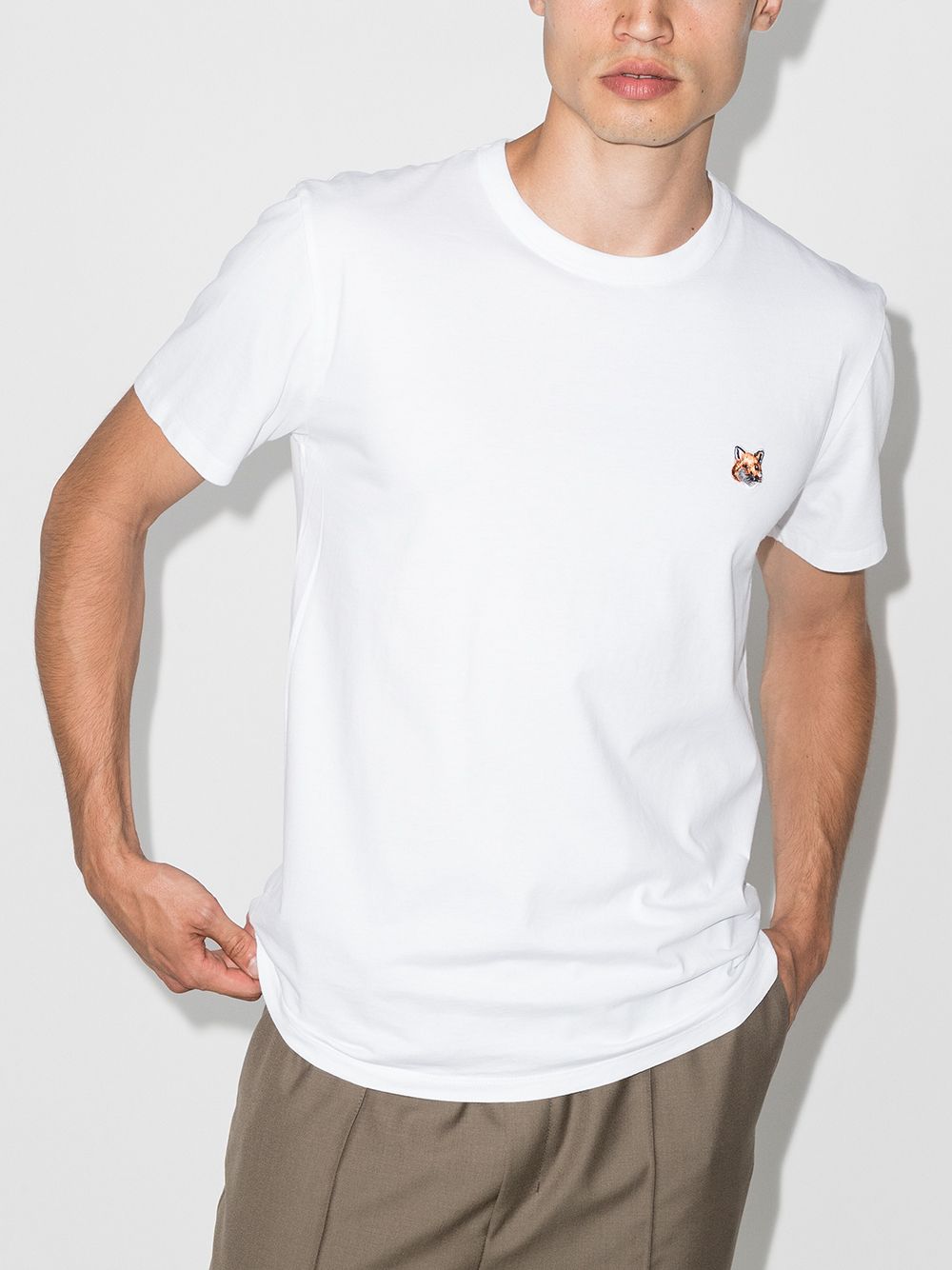 Shop Maison Kitsuné Fox-patch T-shirt In Weiss
