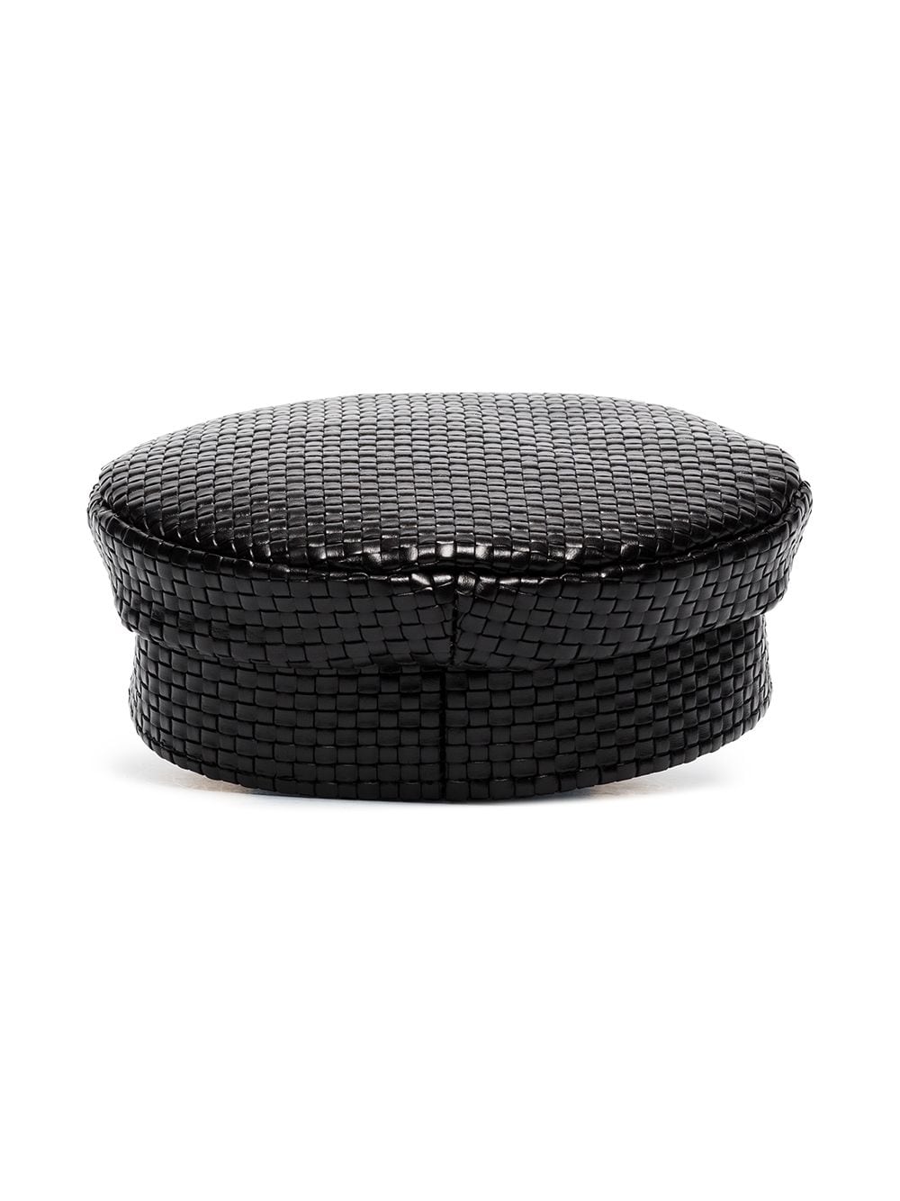 Shop Ruslan Baginskiy Woven Leather Baker Boy Hat In Schwarz