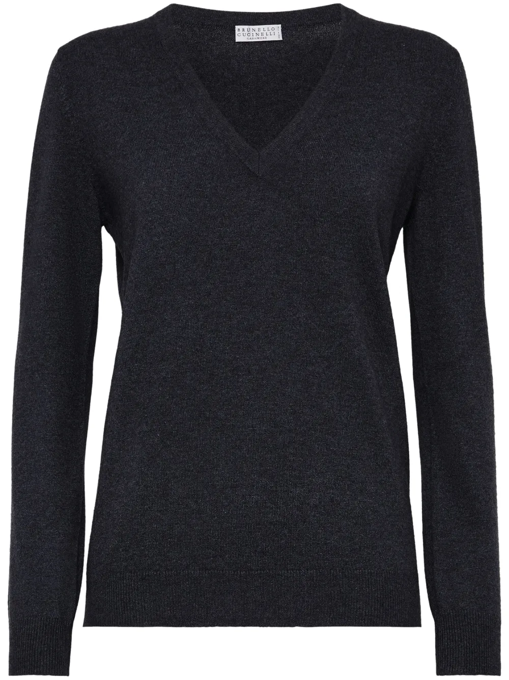 Brunello Cucinelli Cotton Ribbed Knit Top With Monili Detail In Grau