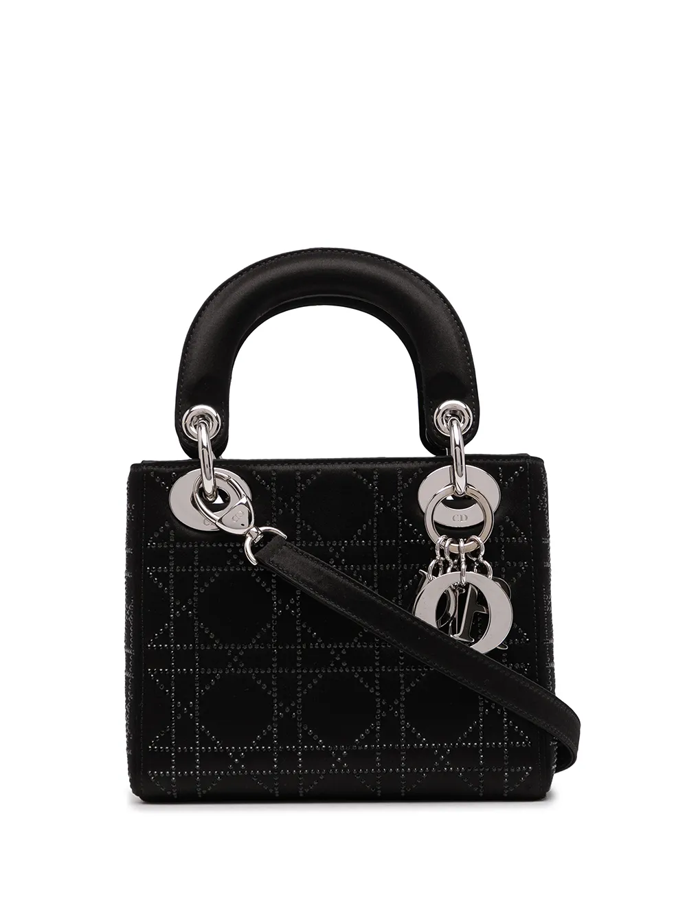 Pre-owned Dior 2013  Mini Lady  Rhinestone-embellished 2way Bag In Black