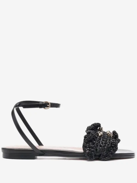 RED(V) rhinestone-embellished flat sandals