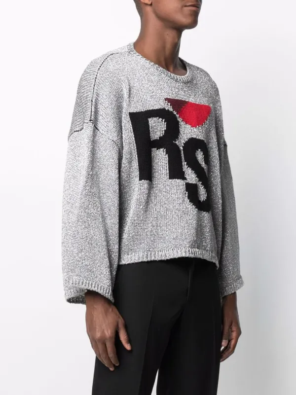 Raf Simons intarsia-logo Jumper - Grey