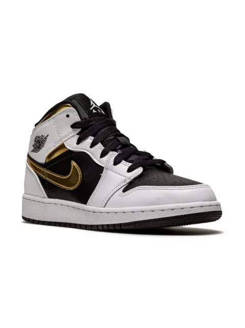 Jordan Kids Air Jordan 1 Mid "White/Gold/Black" sneakers