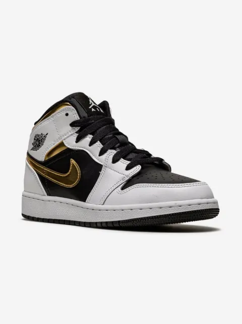 Jordan Kids Air Jordan 1 Mid "White/Gold/Black" sneakers