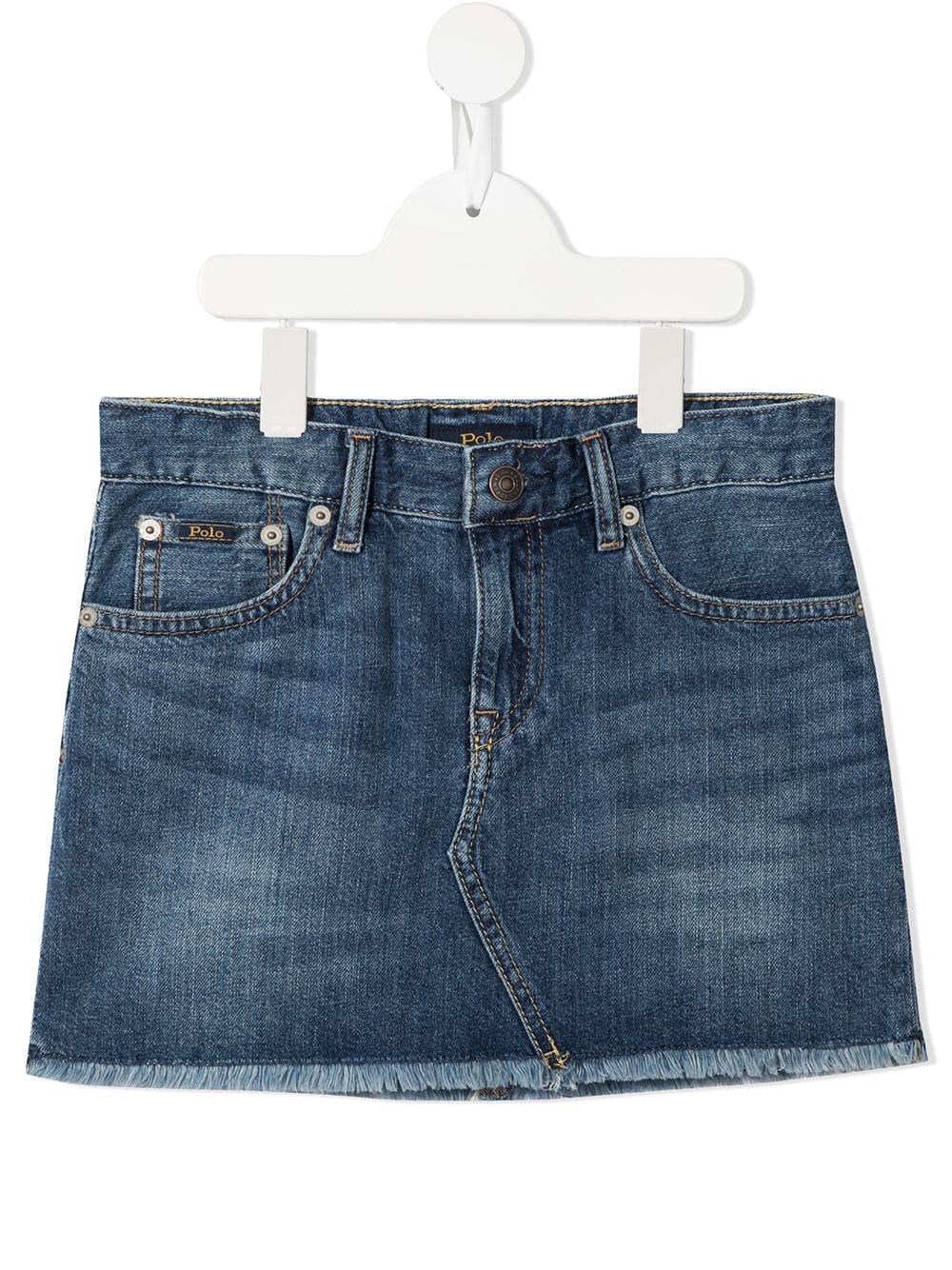 ralph lauren kids short en jean à bords frangés - bleu