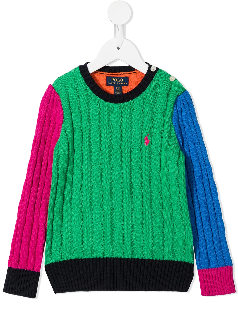 Ralph Lauren Kids джемпер фактурной вязки в стиле колор-блок