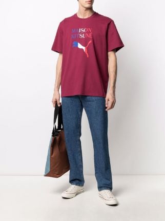 x Maison Kitsuné logo print T-shirt展示图