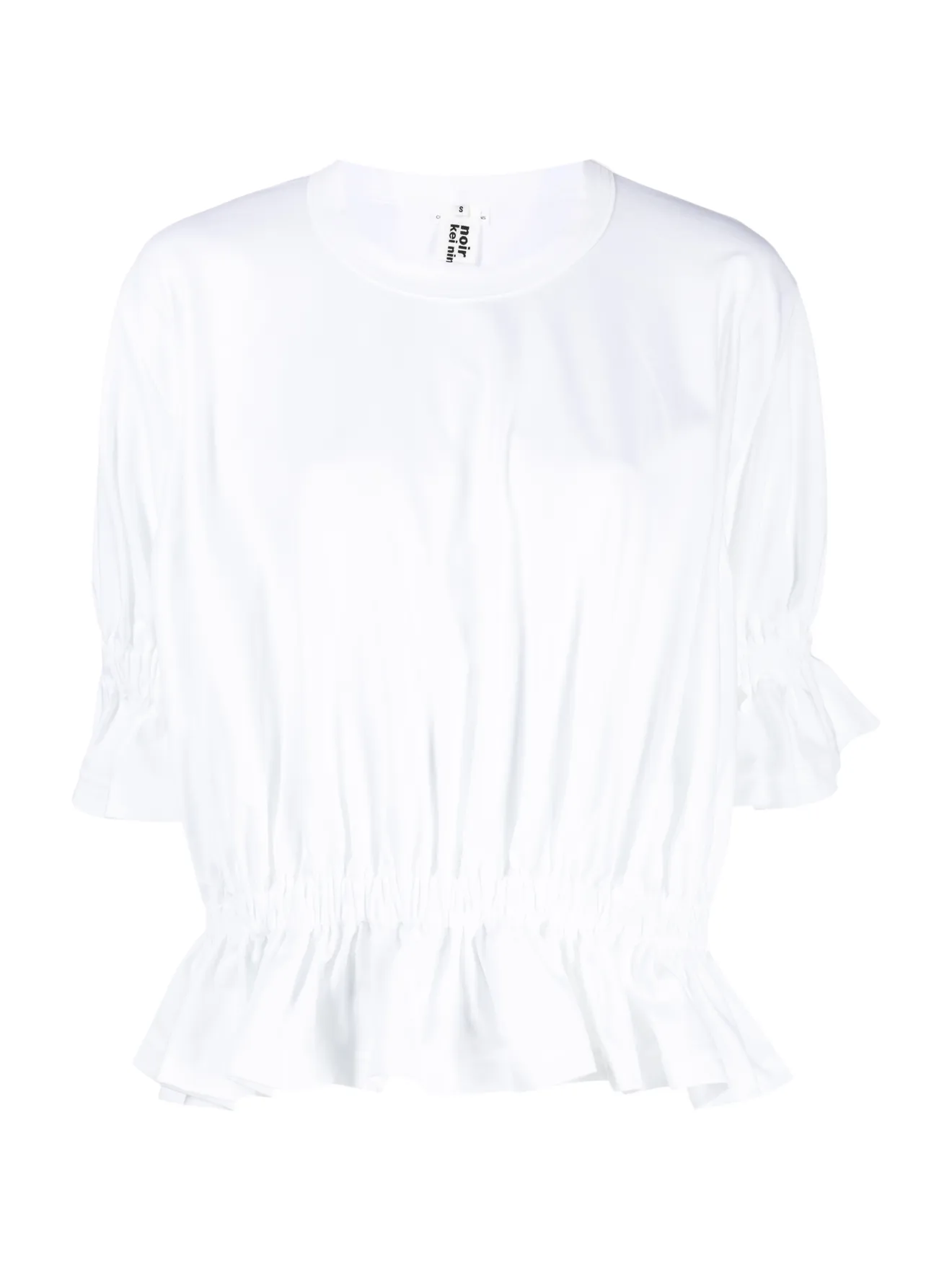 5%OFF】 21aw Ninomiya noir Noir T-shirt trim white Kei kei ruffle