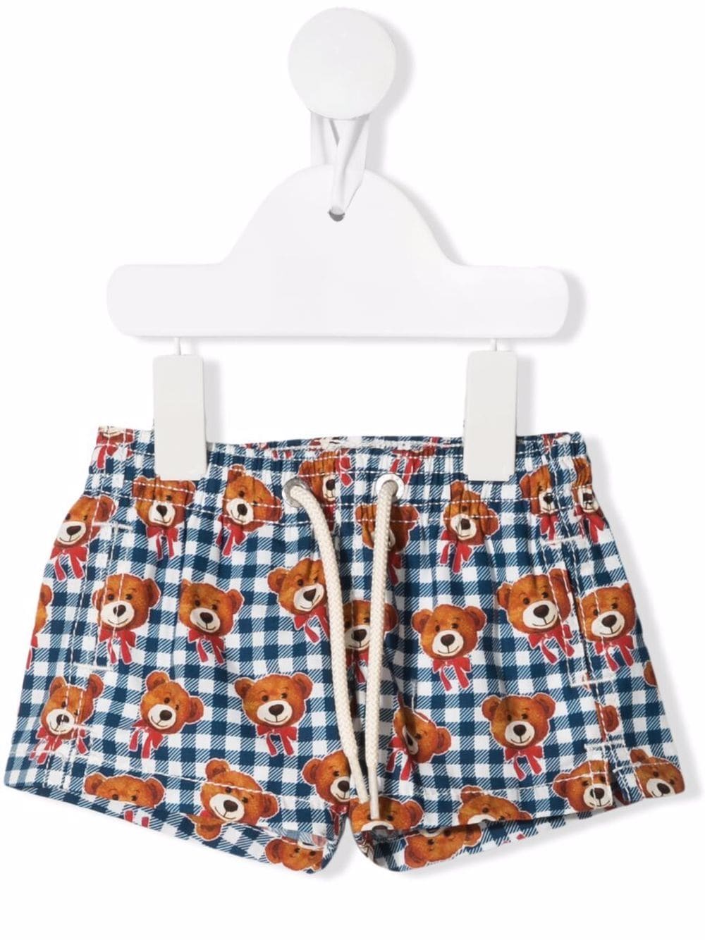 Mc2 Saint Barth Babies' Check-print Drawstring-waist Shorts In 蓝色