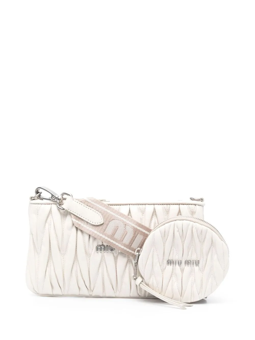 Miu Miu Quilted Matelassé Clutch Bag In White