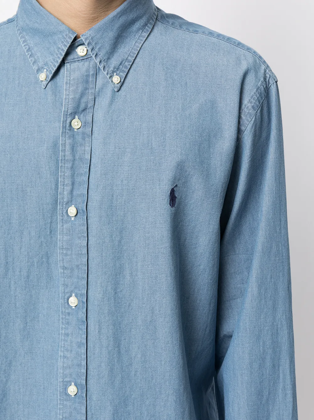 фото Polo ralph lauren рубашка из ткани шамбре с вышитым логотипом