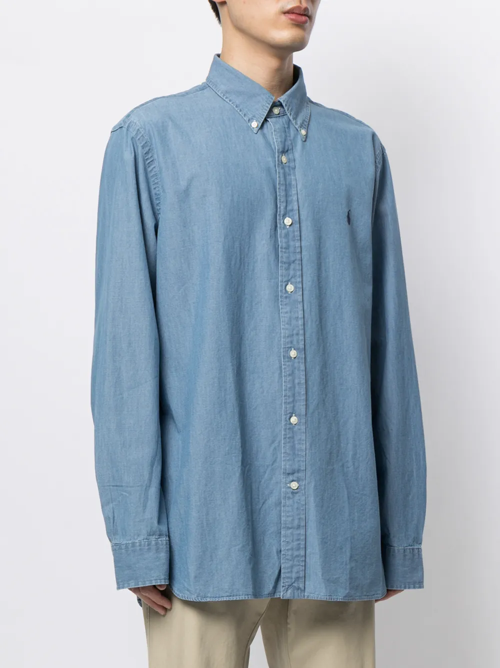 фото Polo ralph lauren рубашка из ткани шамбре с вышитым логотипом