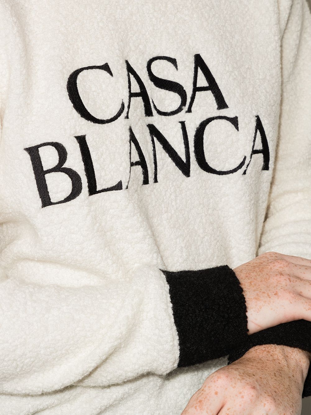 Shop Casablanca Embroidered Logo Terry Sweatshirt In 白色