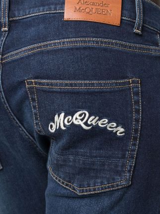 logo-embroidered skinny jeans展示图