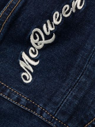 logo-embroidered skinny jeans展示图