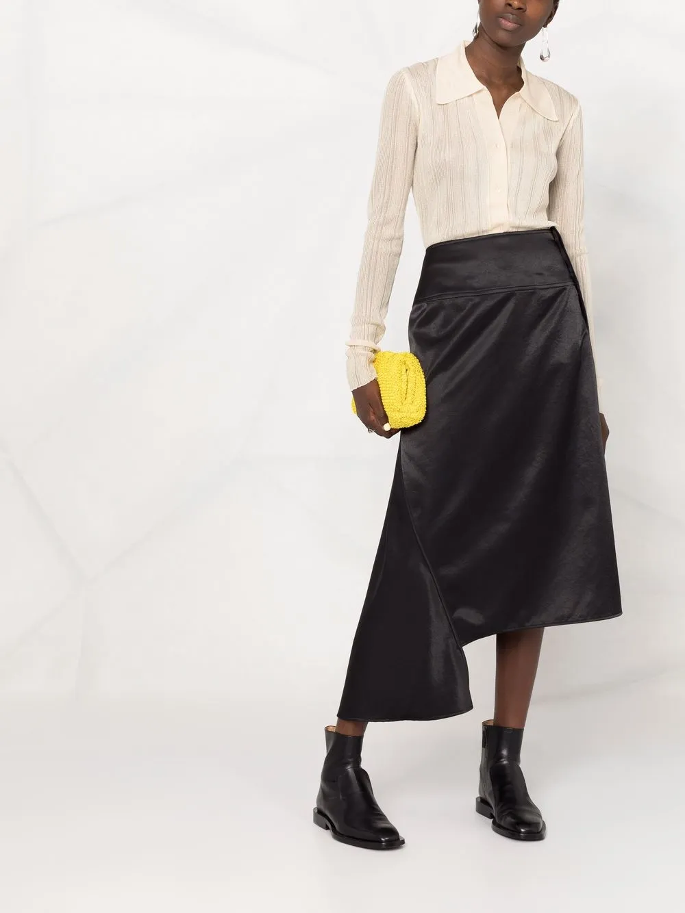 фото Jil sander атласная юбка с завышенной талией