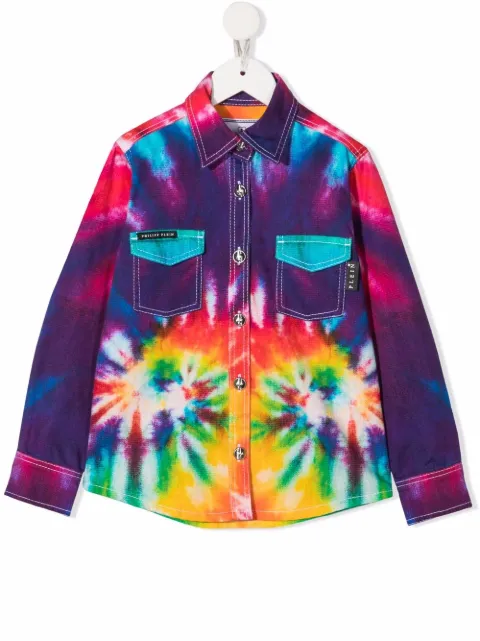 Philipp Plein Junior tie-dye denim shirt