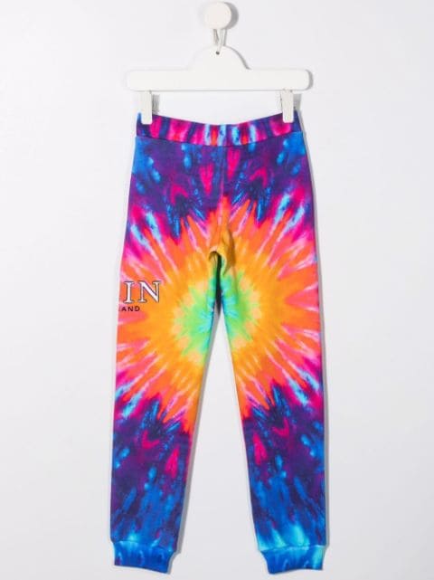 tie dye-print track pants