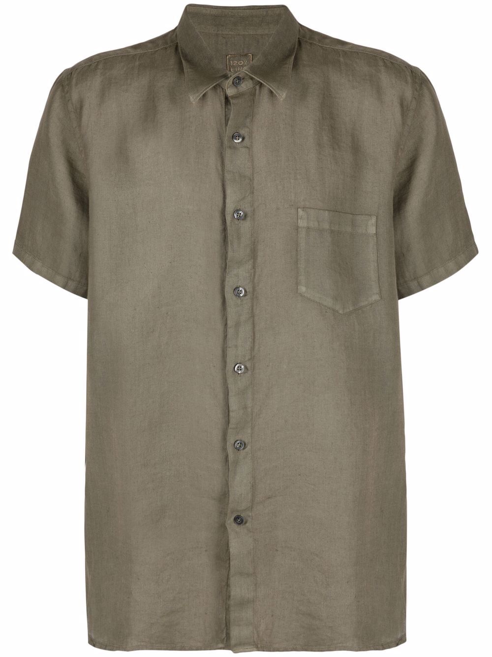 120% Lino Plain Button-down Shirt In Green