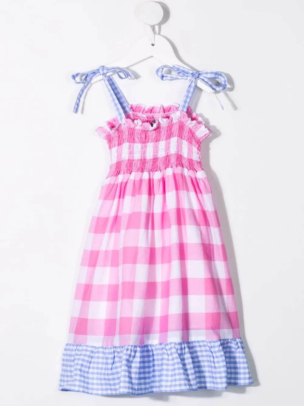 фото Mc2 saint barth kids платье leonor в клетку гингем с оборками