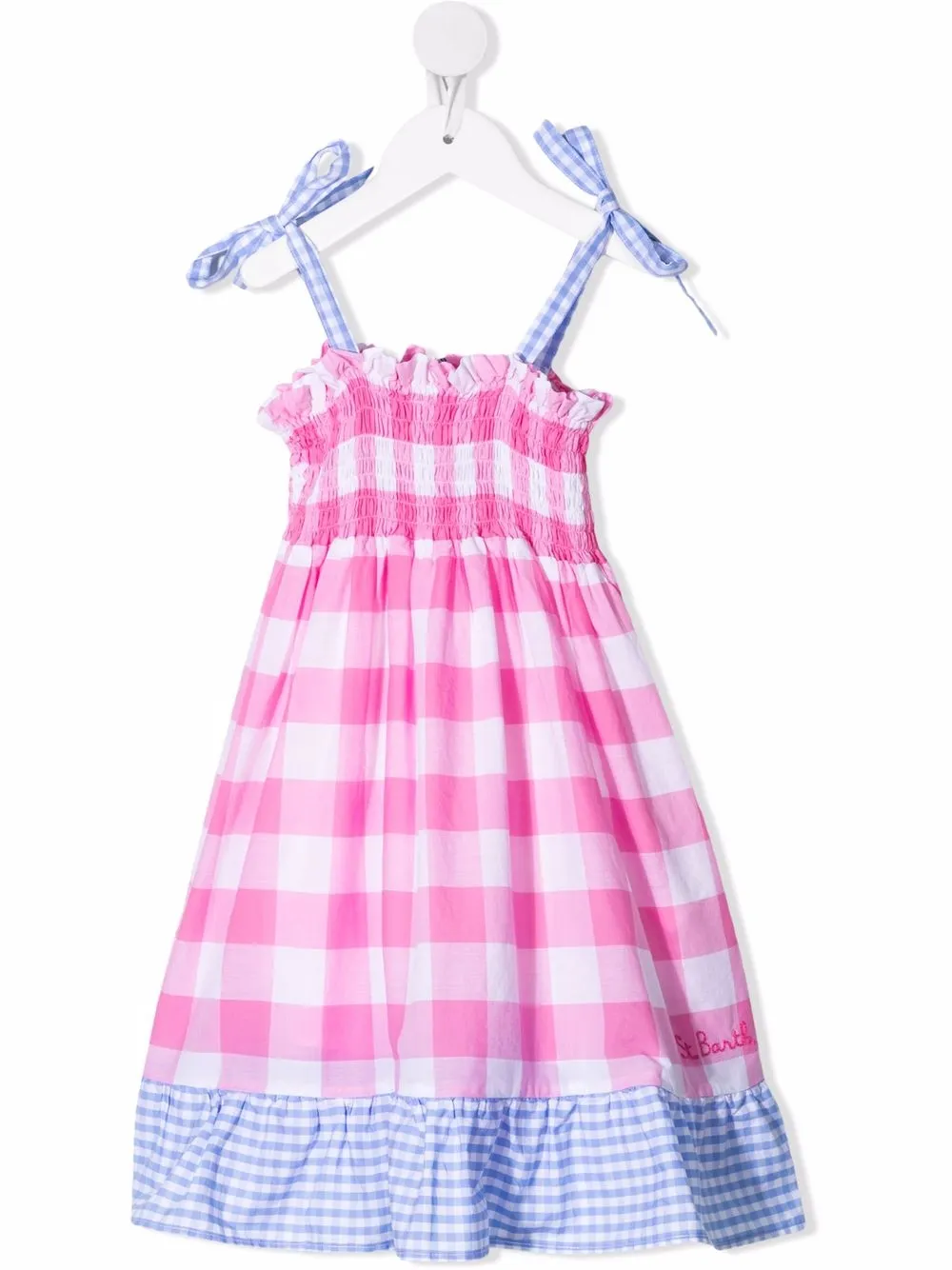фото Mc2 saint barth kids платье leonor в клетку гингем с оборками
