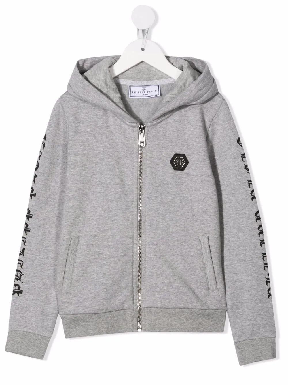 

Philipp Plein Junior embellished skull-print hoodie - Grey