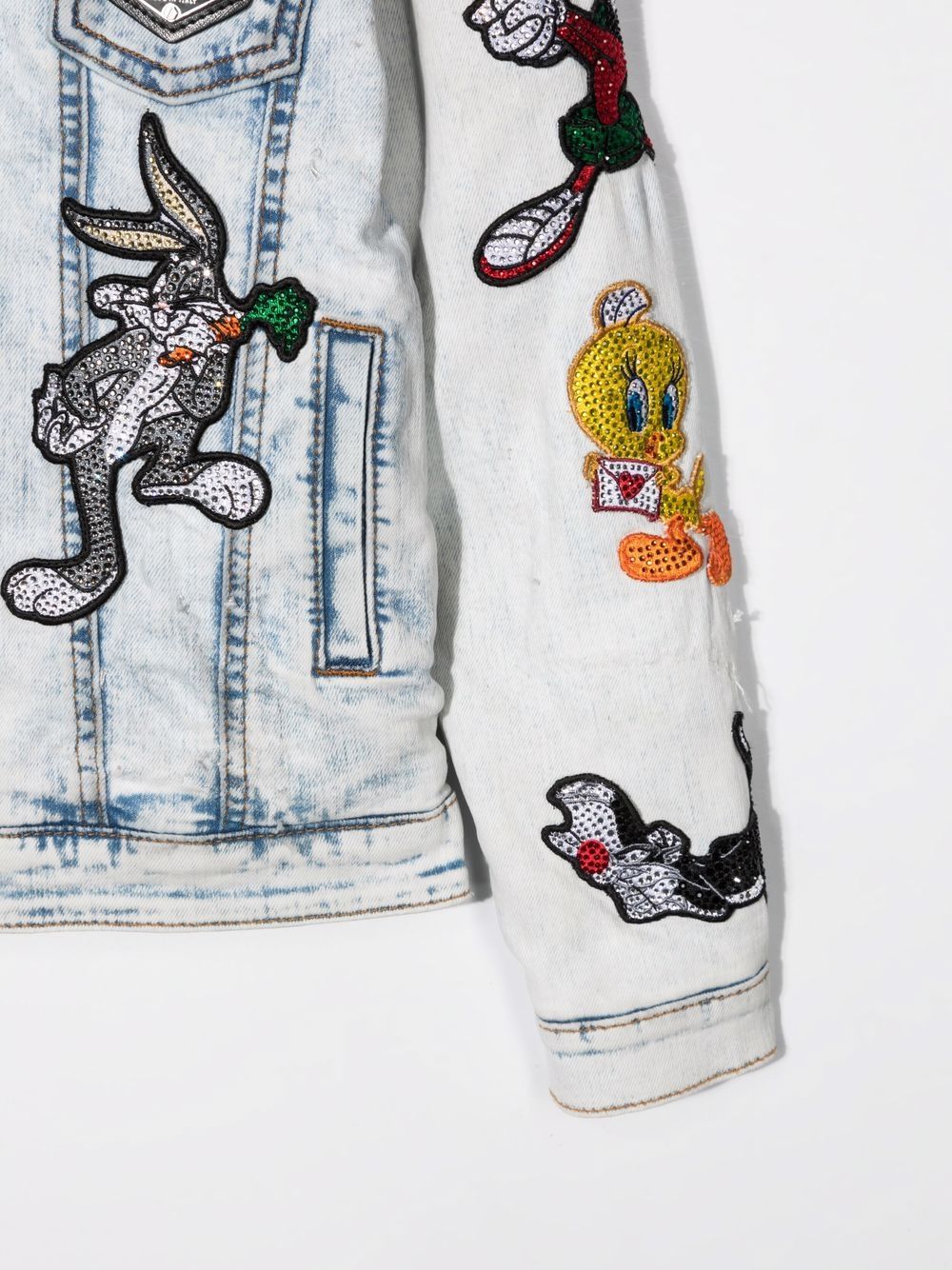 фото Philipp plein junior джинсовая куртка с вышивкой looney tunes