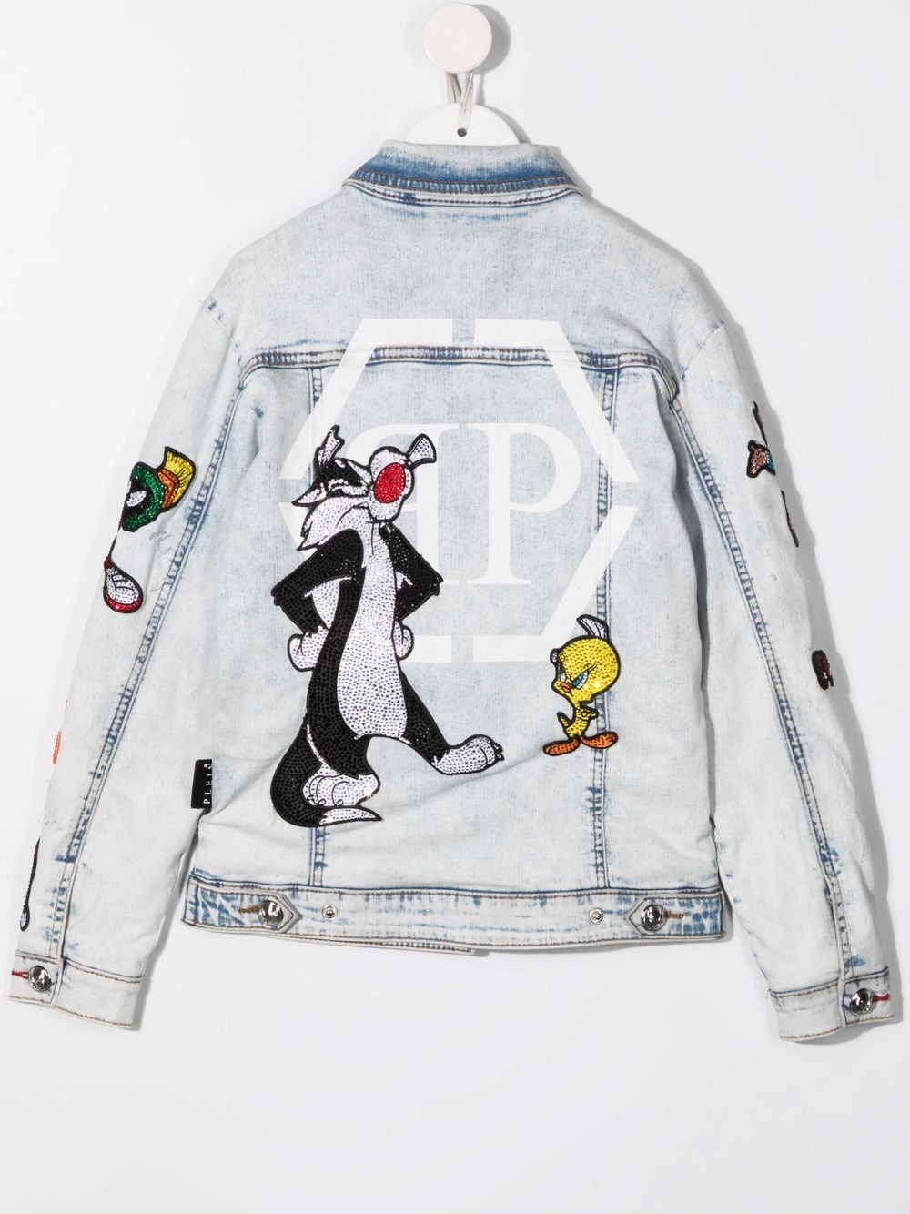 фото Philipp plein junior джинсовая куртка с вышивкой looney tunes