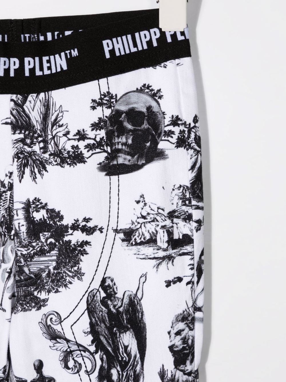 Shop Philipp Plein Junior En Plein Air-print Stretch-cotton Leggings In White