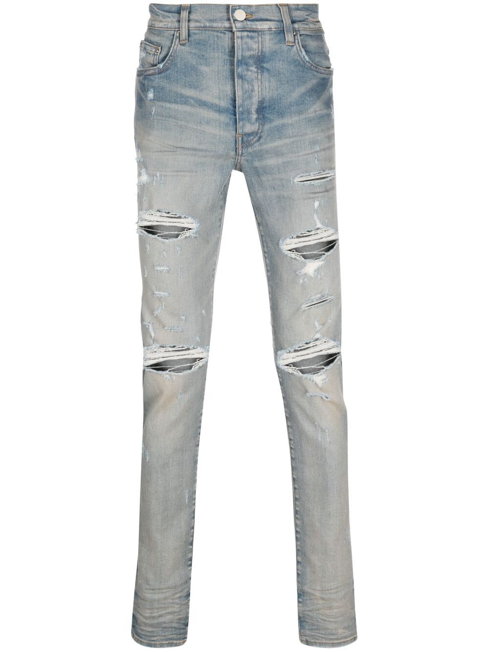 Amiri Distressed Skinny-cut Jeans In Blue