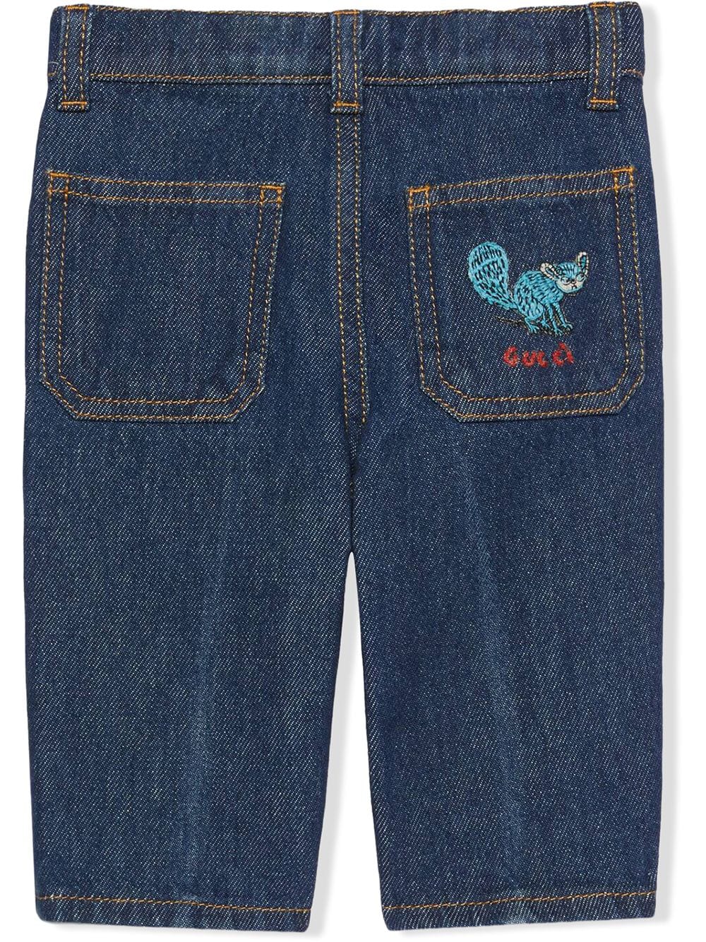 Shop Gucci Animal-embroidered Jeans In Blue