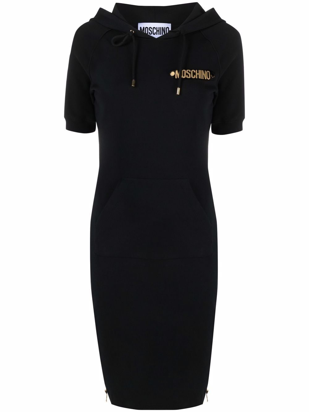 MOSCHINO LOGO-PLAQUE HOODED DRESS