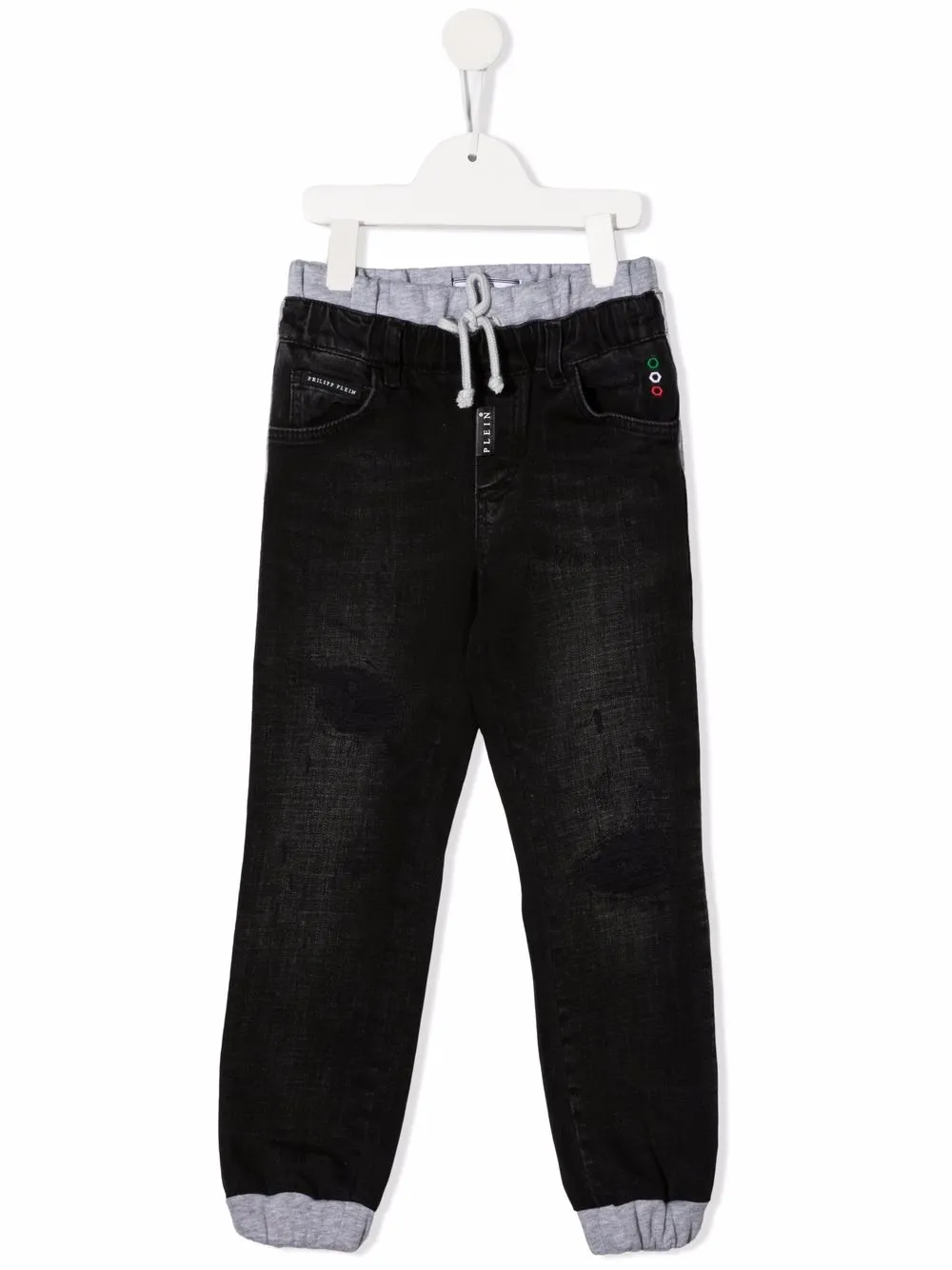 

Philipp Plein Junior jeans con cordones en la pretina - Negro