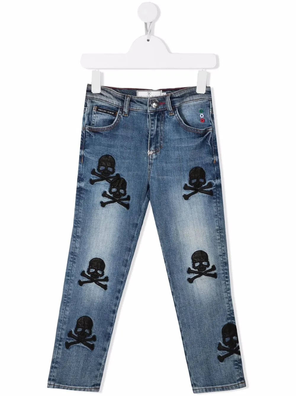 Philipp Plein Junior Jeans con applicazione - Blu