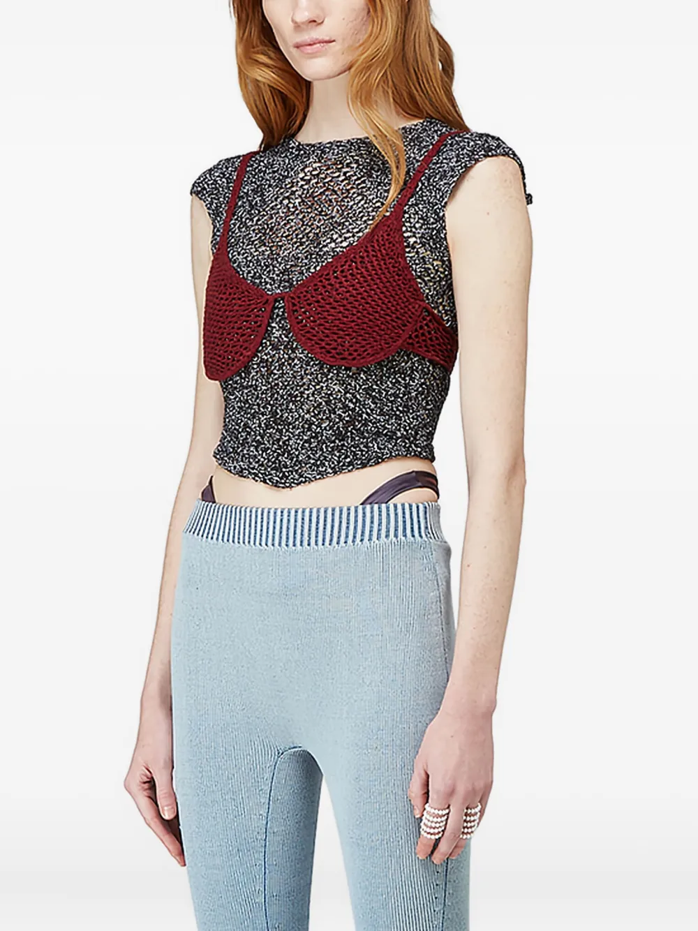 Isa Boulder Open-back Knitted Tank Top In Blue