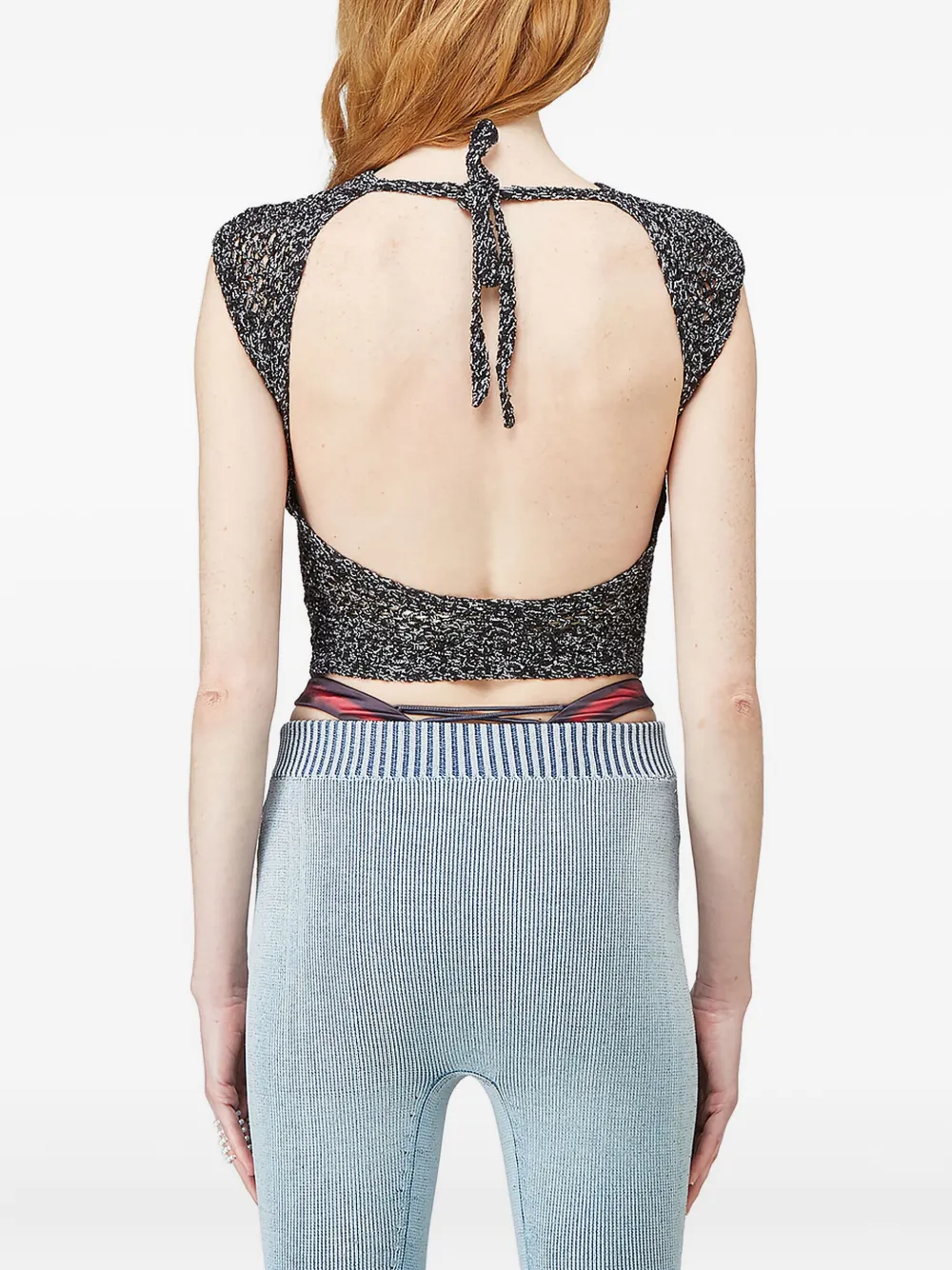 Isa Boulder Open-back Knitted Tank Top In Blue