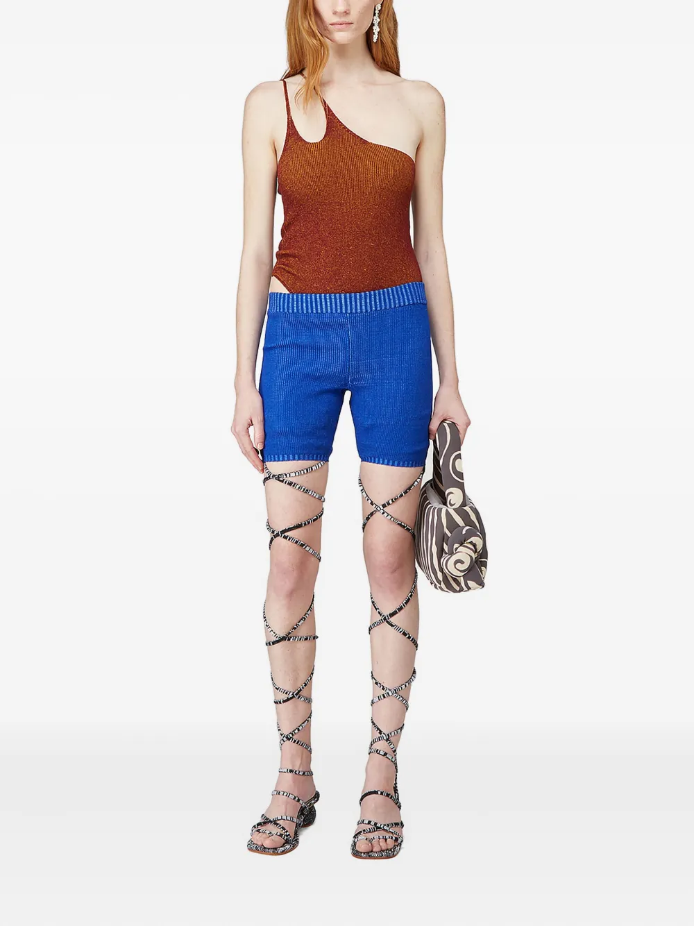Isa Boulder One-shoulder Ribbed Tank Top In Brown