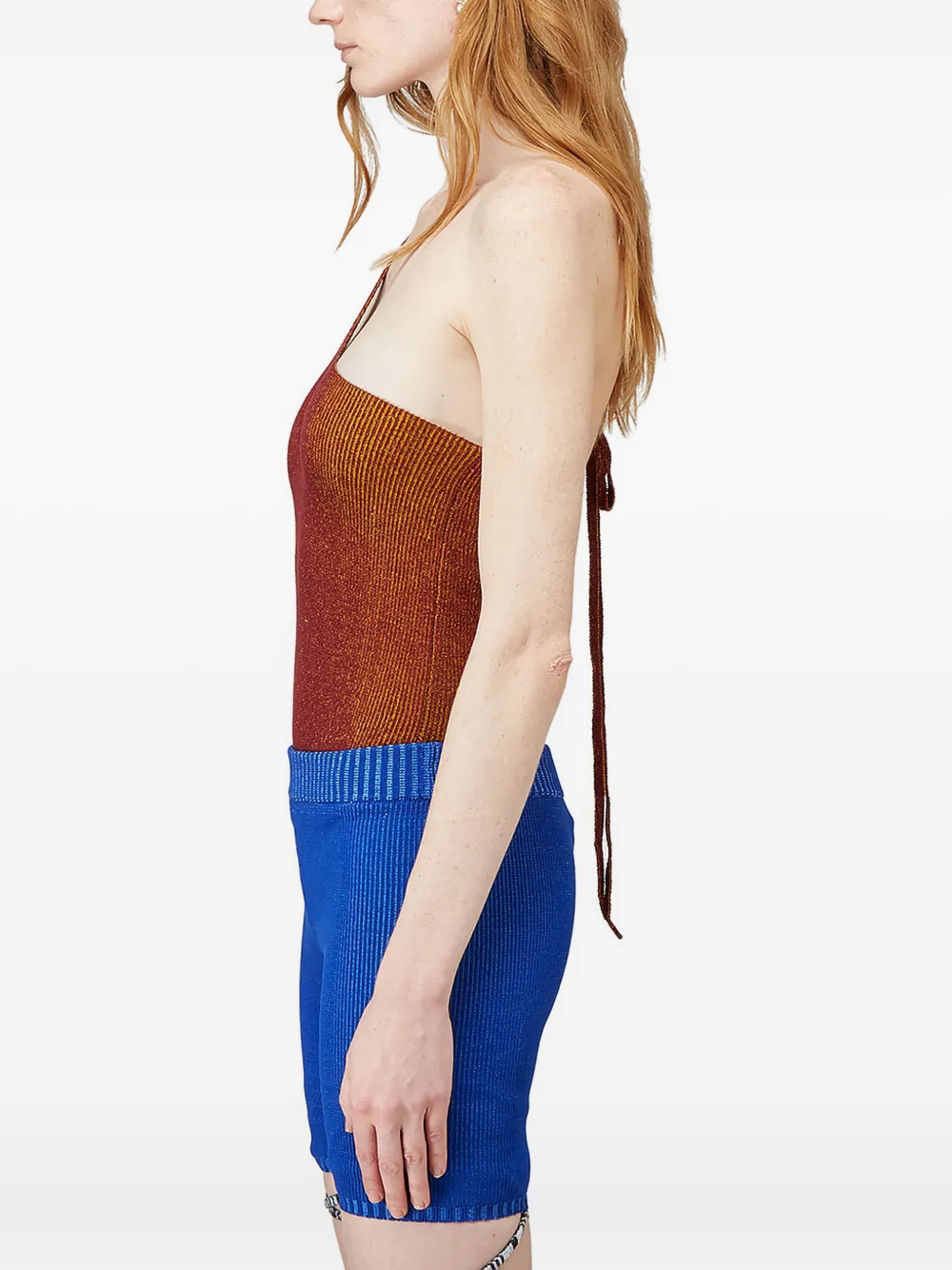 Isa Boulder One-shoulder Ribbed Tank Top In Brown